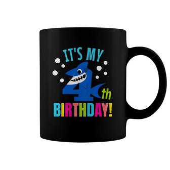 Kids 4 Years Old 4Th Shark Party Birthday Baby Gift Girls And Boys Coffee Mug | Mazezy