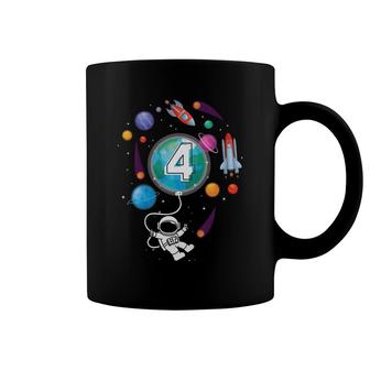 Kids 4 Years Old Birthday Boy Astronaut Space 4Th B-Day Coffee Mug - Seseable