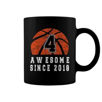 Kids 4Th Birthday Basketball Boy Born In 2018 Basketball Player Coffee Mug - Seseable