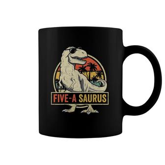 Kids 5 Years Old Dinosaur Birthday 5Th T Rex Dino Five Saurus Coffee Mug | Mazezy