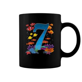 Kids 7 Years Old Under The Sea Birthday Ocean Fish Theme 7Th Gift Coffee Mug | Mazezy