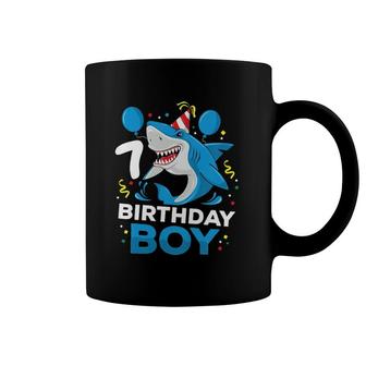 Kids 7Th Birthday Boy Shark Ocean Theme Party 7 Years Old For Boy Coffee Mug | Mazezy