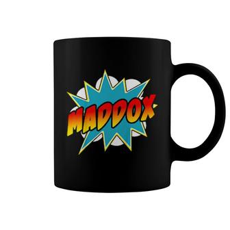 Kids Boys Maddox Name Comic Book Superhero Coffee Mug | Mazezy