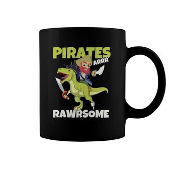 Kids Caribbean Pirates Are Rawrsome Toddler Boy Dinosaur Pirate Coffee Mug | Mazezy
