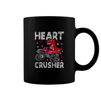 Kids Dinosaur Monster Truck Rex Valentines Hearts Toddlers Kids Coffee Mug - Seseable