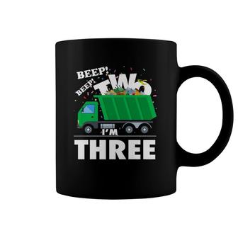 Kids I'm 3 Three 3Rd Birthday Garbage Truck Trash Bash Theme Premium Coffee Mug | Mazezy