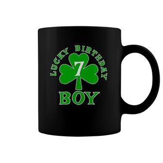 Kids Lucky Birthday Boy Age 7 St Patrick's Birthday Tee Coffee Mug | Mazezy