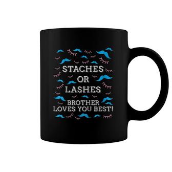 Kids Staches Or Lashes Gender Reveal Brother Loves You Best Coffee Mug | Mazezy