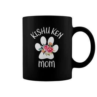 Kishu Ken Mom Floral Dog Paw Gift For Her Coffee Mug | Mazezy
