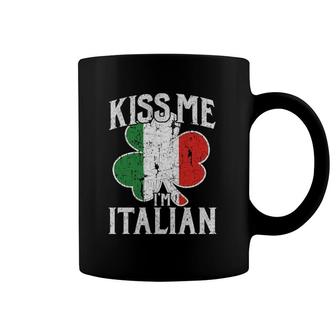 Kiss Me I'm Italian Funny St Patrick's Day Italy Flag Coffee Mug | Mazezy