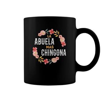La Abuela Mas Chingona Spanish Grandma Floral Arch V-Neck Coffee Mug | Mazezy