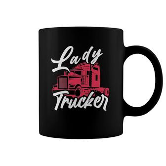 Lady Trucker 18 Wheeler Freighter Truck Driver Coffee Mug | Mazezy