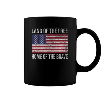 Land Of The Free Home Of The Brave Us Flag National Anthem Coffee Mug | Mazezy