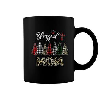 Leopard Print Christmas Trees Blessed Mom Coffee Mug - Thegiftio UK