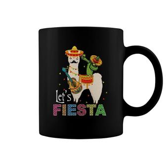 Let's Fiesta Llama Cinco De Mayo Cactus Sombrero Maracas Coffee Mug | Mazezy