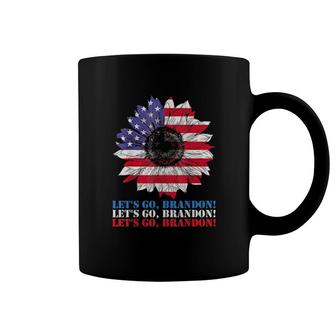 Let’s Go Brandon Sunflower American Flag Tee Shirt Coffee Mug | Mazezy
