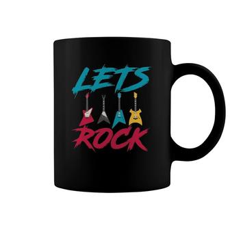 Lets Rock Musician Rock & Roll Guitar Player Bassist Guitar Coffee Mug | Mazezy