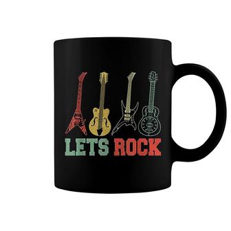 Lets Rock Rock N Roll Guitar Retro Gift Coffee Mug | Mazezy