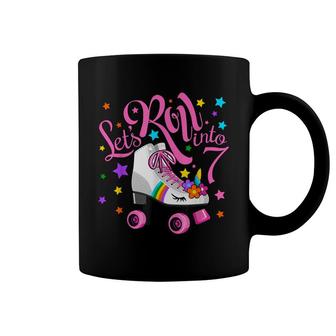 Lets Roll Into 7Th Birthday Unicorn Roller Skate 7 Yrs Old Coffee Mug - Seseable