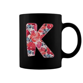 Letter K Sign Alphabet Last Name Consonants Flower Gift Coffee Mug | Mazezy