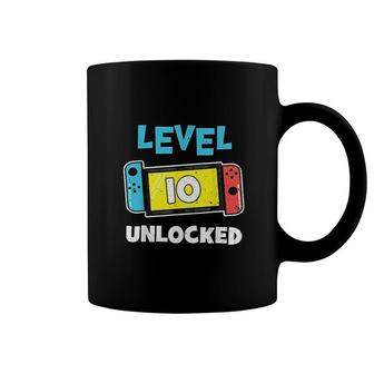 Level 10 Unlocked Gamer 10th Birthday Gift Video Game Lovers Coffee Mug - Seseable
