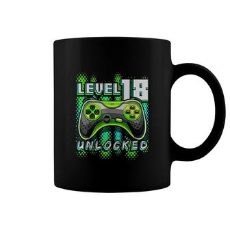 Level 18 Unlocked Video Game 18th Birthday Gamer Boys Coffee Mug - Seseable