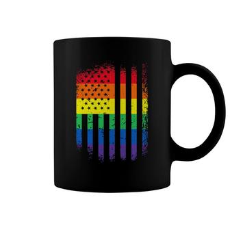 Lgbt Lgbtqia Usa Flag Colorful Gay Lesbian Support  Coffee Mug