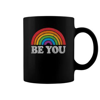 Lgbtq Be You Gay Pride Lgbt Ally Rainbow Flag Retro Vintage Coffee Mug | Mazezy