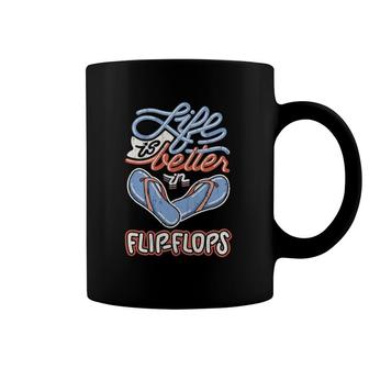 Life Is Better In Flip-Flops Funny Summer Beach Vacation Coffee Mug | Mazezy