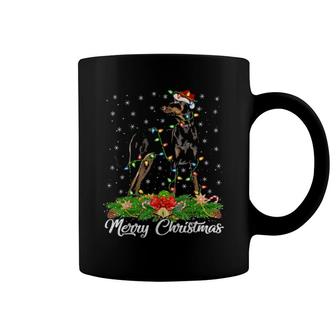 Lighting Xmas Matching Santa Hat Doberman Pinscher Christmas Coffee Mug | Mazezy