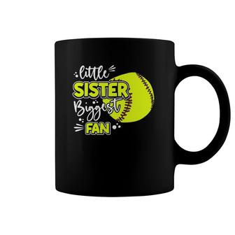 Little Sister Biggest Fan Softball, Softball Girl Coffee Mug | Mazezy