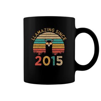 Llamazing Since 2015 Llama Wearing Sunglasses Funny Birthday Coffee Mug | Mazezy