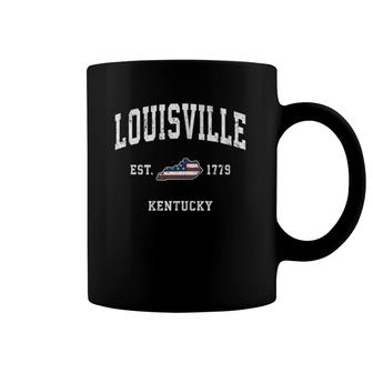 Louisville Kentucky Ky Vintage American Flag Sports Design Coffee Mug | Mazezy