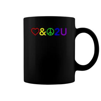 Love & Peace To You Heart Peace Sign Rainbow Tee Coffee Mug | Mazezy
