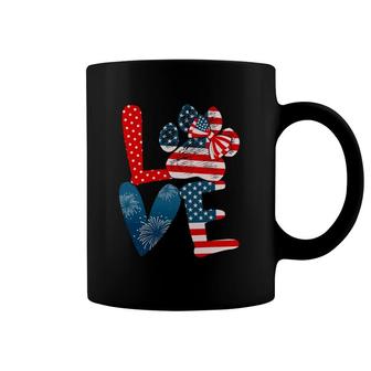Love Dog Paw American Flag Dog Lover 4Th Of July Funny Tees Coffee Mug | Mazezy DE