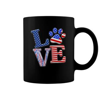 Love Dog Paw American Flag Tie Dye Dog Lover 4Th Of July Coffee Mug | Mazezy