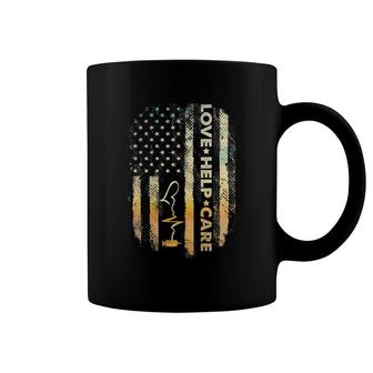 Love Help Care - Patriotic American Flag Medical Nurse Coffee Mug | Mazezy DE