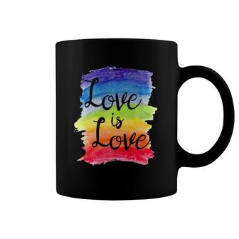 Love Is Love Rainbow Gay Lesbian Pride Watercolors Coffee Mug | Mazezy
