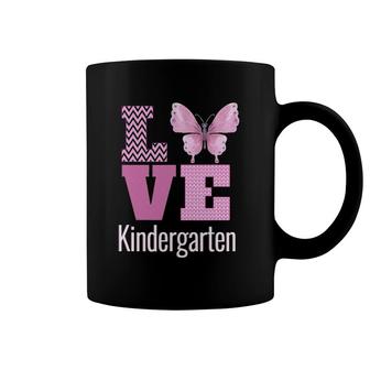 Love Kindergarten Purple Butterfly Kinder Teacher Coffee Mug | Mazezy