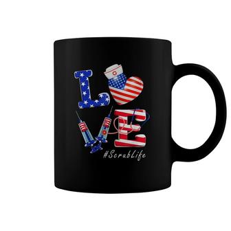 Love Scrub Life Nurse 4Th Of July American Flag Patriotic Coffee Mug | Mazezy