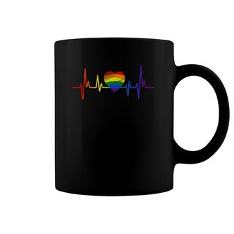 Lovely Lgbt Gay Pride Heartbeat Lesbian Gays Love Coffee Mug | Mazezy