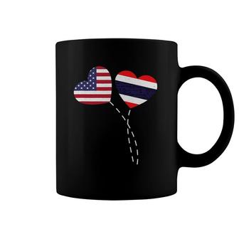 Loving Usa Thailand Flag Heart Thai Americans Love Coffee Mug | Mazezy