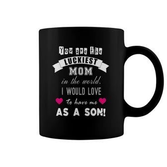 Luckiest Mom Funny Mother's Day Gifts From Son Coffee Mug | Mazezy