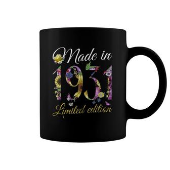 Made In 1931 Tee 91 Years Old Sunflowers Floral 91St Birthday Coffee Mug | Mazezy