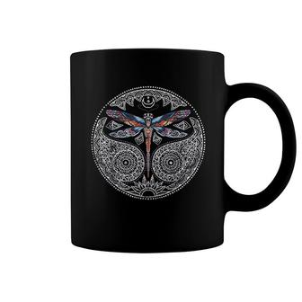 Magical Colorful Dragonfly Mandala Coffee Mug | Mazezy