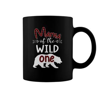 Mama Bear Of The Wild One Plaid Birthday Gifts Coffee Mug | Mazezy