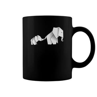 Mama Elephant And Baby Elephant -- Origami Design Coffee Mug | Mazezy