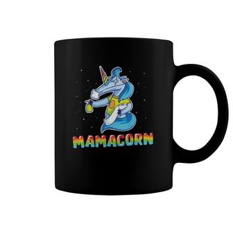 Mamacorn Unicorn Mama Unicorn Holding Toilet Paper Colorful Text Galaxy Coffee Mug | Mazezy