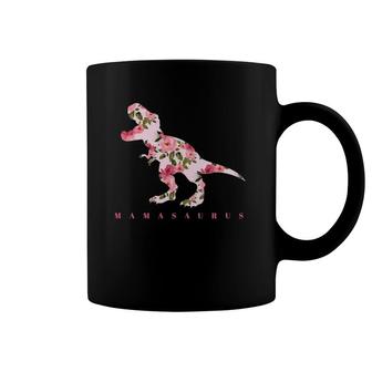 Mamasaurus With Cute Floral Dinosaur Coffee Mug | Mazezy