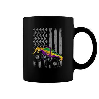 Mardi Gras American Flag Monster Truck Beads , Kids Boys Coffee Mug | Mazezy